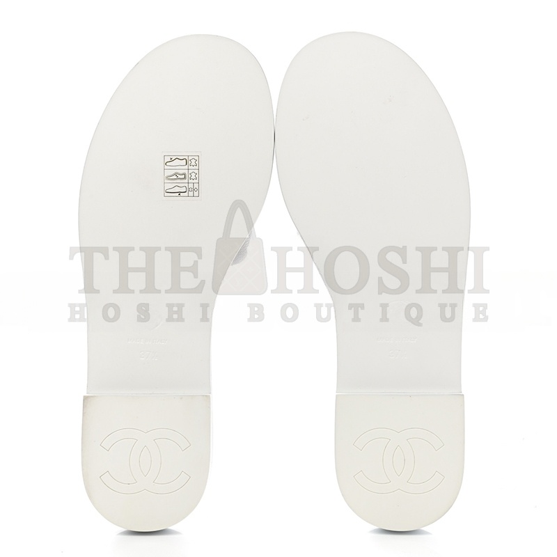 Ch**el MULES SHINY GOATSKIN &amp; METAL WHITE G38794 X56519 0N778 Master Quality