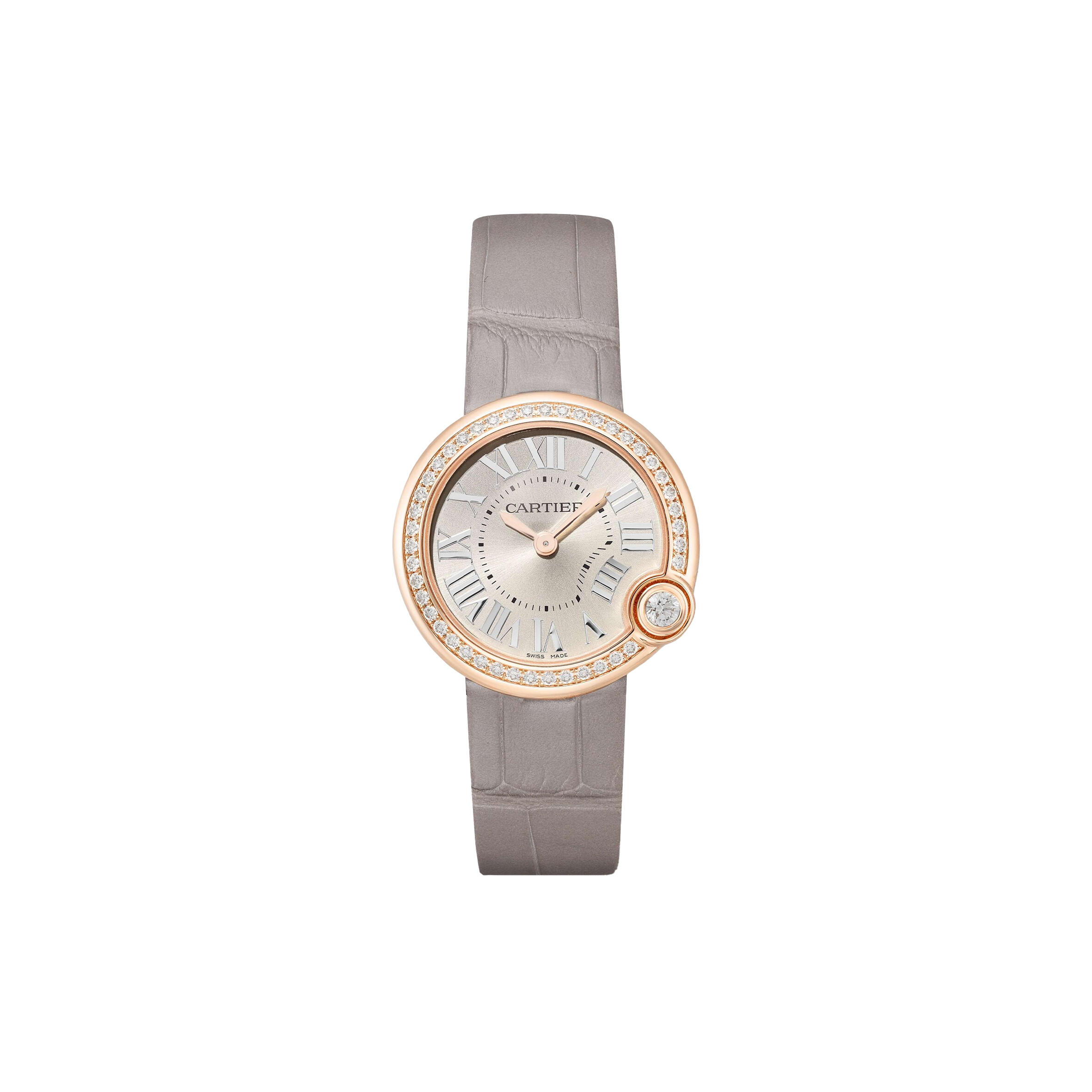 Ca*t1er BALLON BLANC DE Ca*t1er 30MM 18-KARAT ROSE GOLD, ALLIGATOR AND D1am0nd WATCH WJBL0008 Master Quality