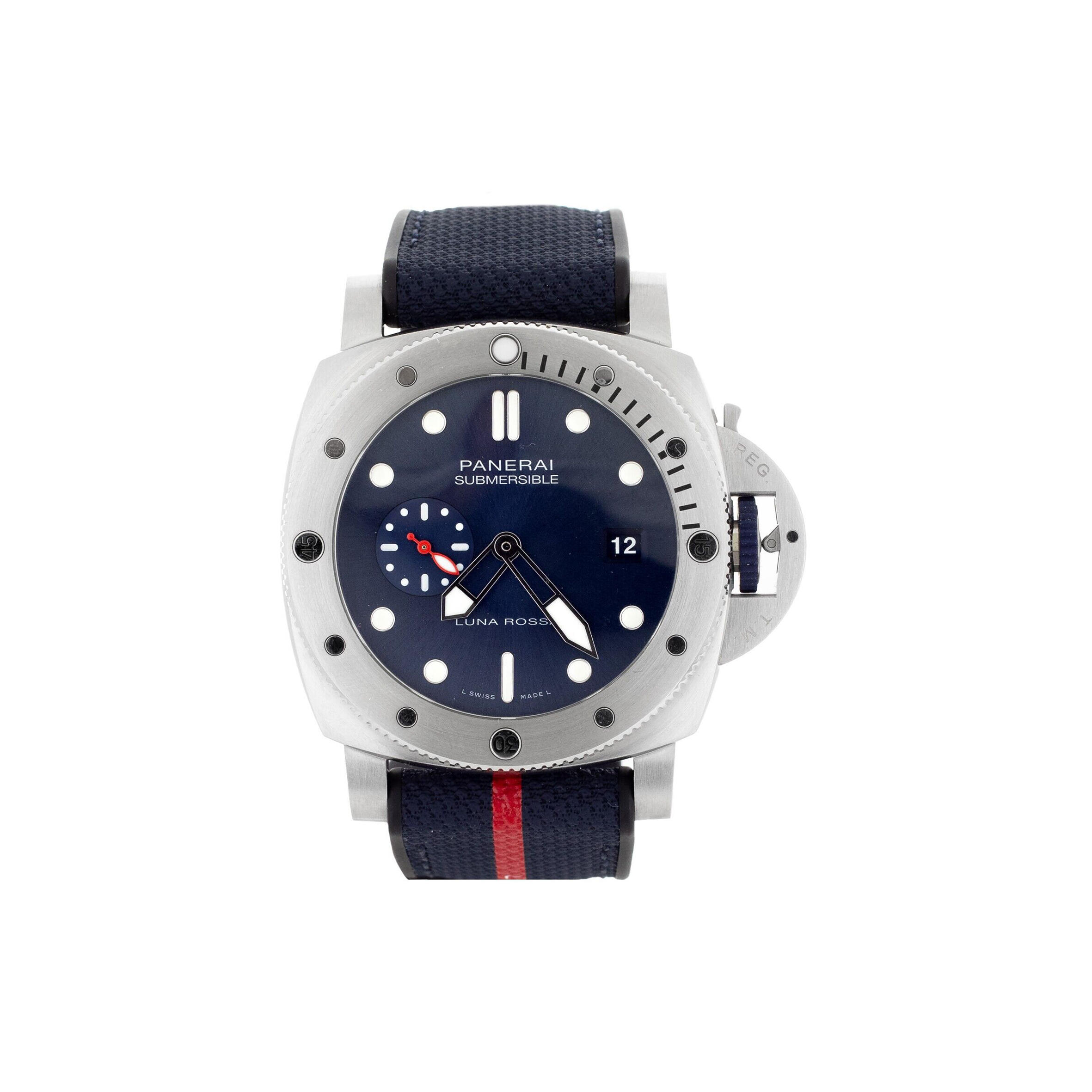 Pa*e*a1 SUBMERSIBE LUNA ROSSA STAINLESS STEEL BLULE DIAL 44MM WATCH PAM01391 Master Quality