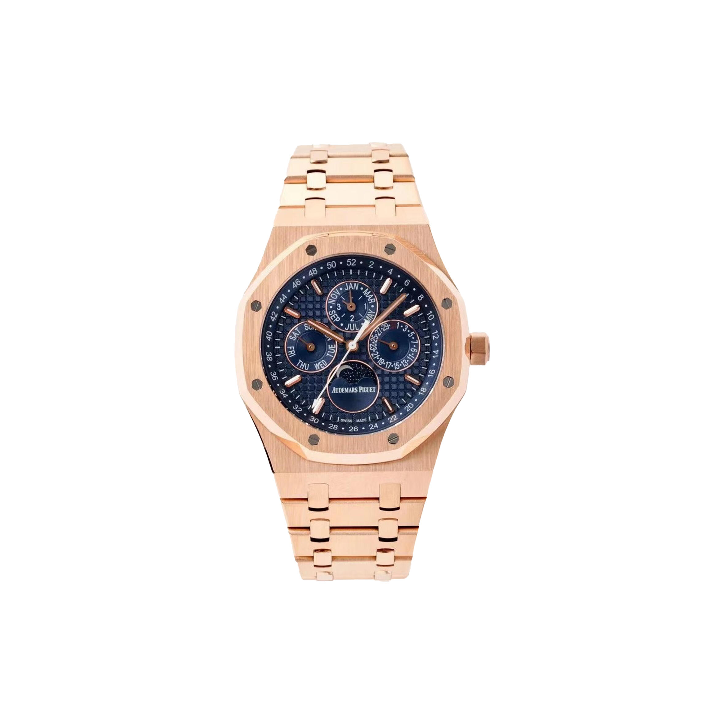 AUDEMARS P1g*et ROYAL OAK PERPETUAL CALENDAR 41MM ROSE GOLD BLUE DIAL WATCH 26574OR.OO.1220OR.03 Master Quality